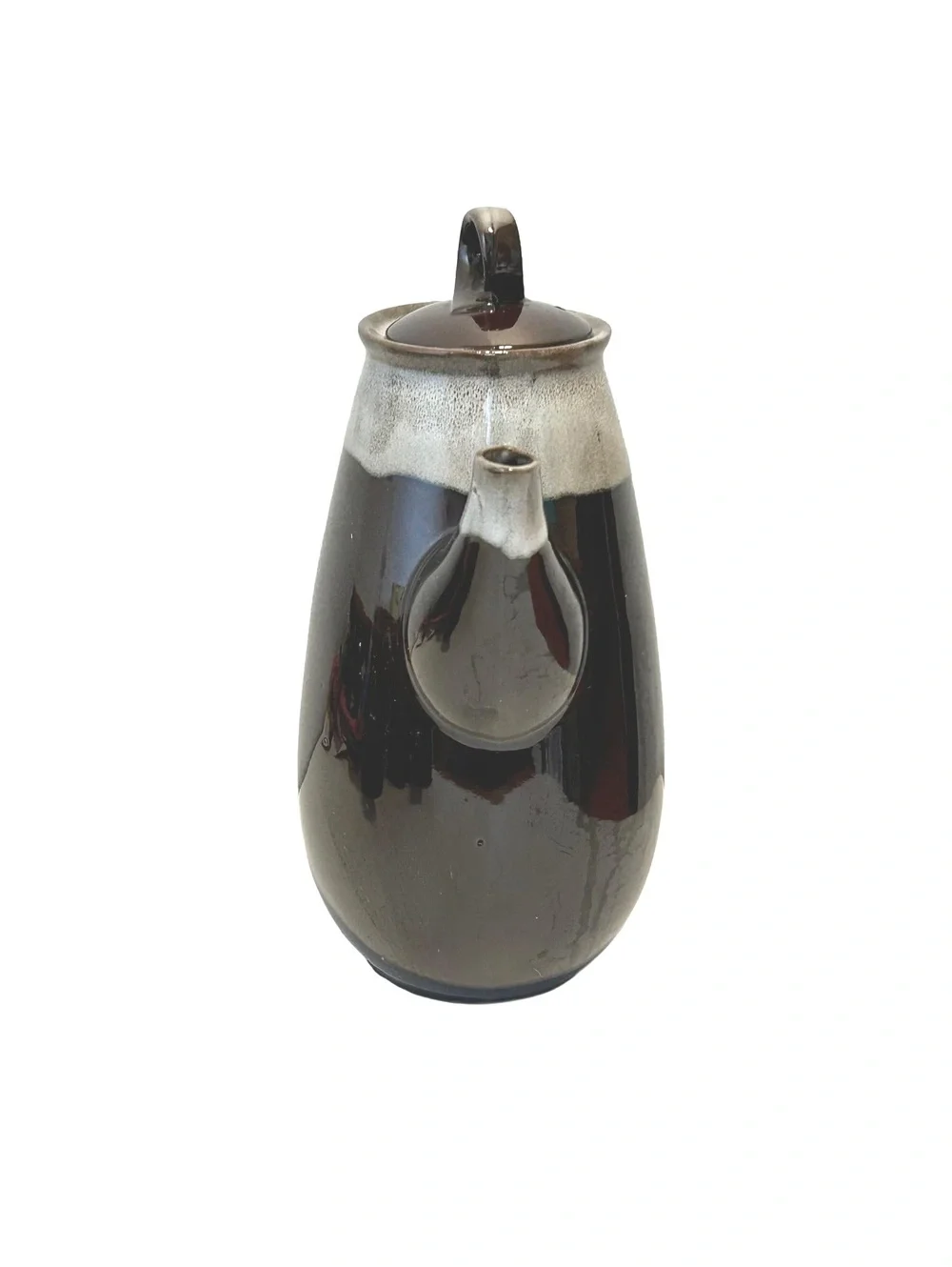 Vintage Japanese Brown Drip Glaze Coffee/Tea Pot, Coffee and Tea Mugs